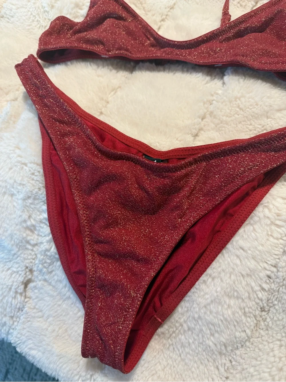 triangl swimwear Red Shimmer Bikini Set